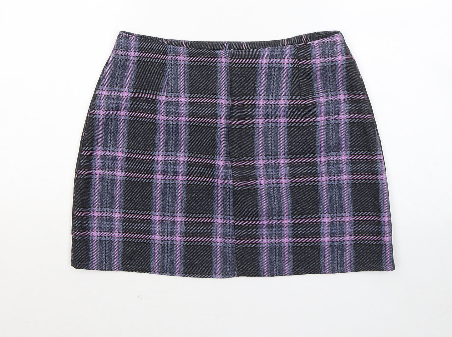 Boohoo Womens Pink Plaid Polyester A-Line Skirt Size 10