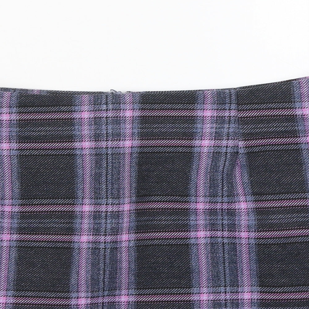 Boohoo Womens Pink Plaid Polyester A-Line Skirt Size 10
