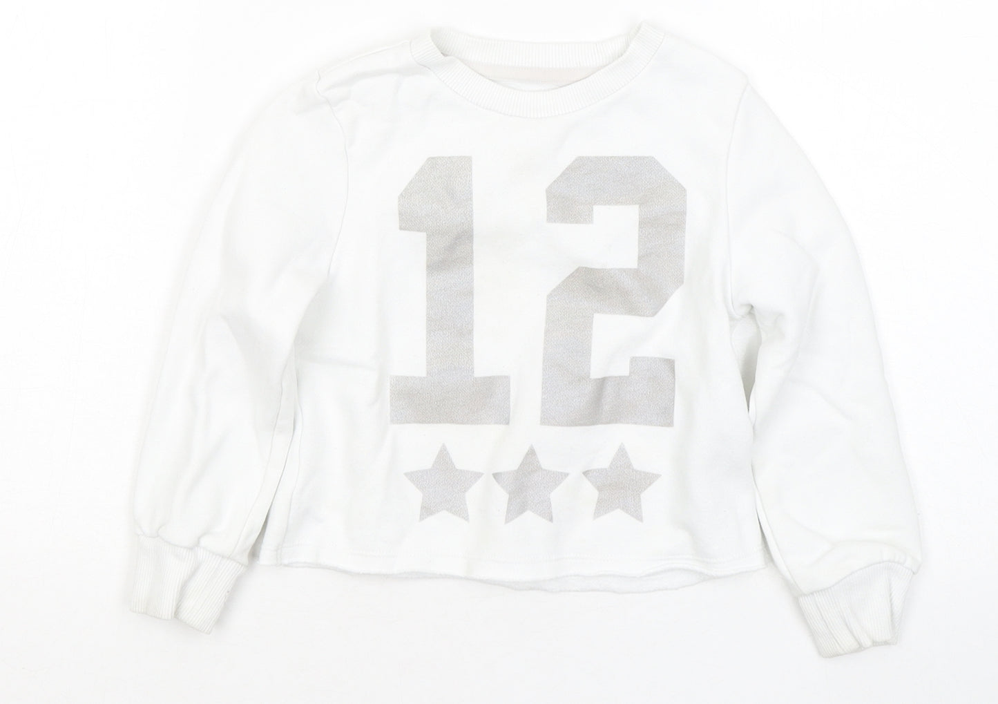 F&F Girls White Cotton Pullover Sweatshirt Size 4-5 Years - 12