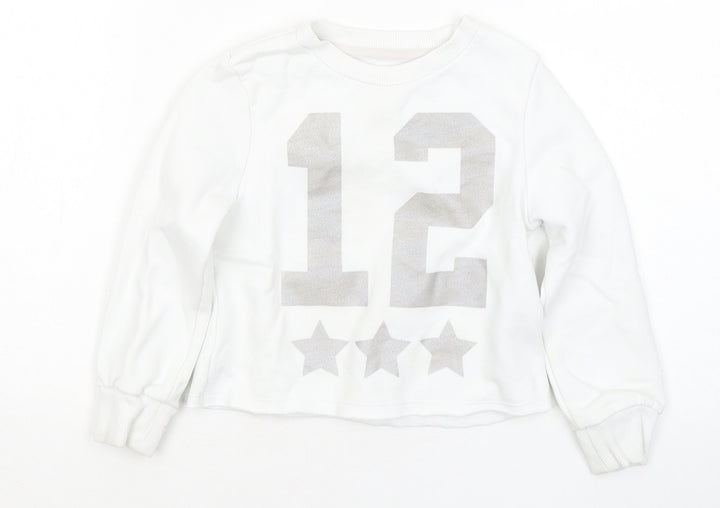 F&F Girls White Cotton Pullover Sweatshirt Size 4-5 Years - 12