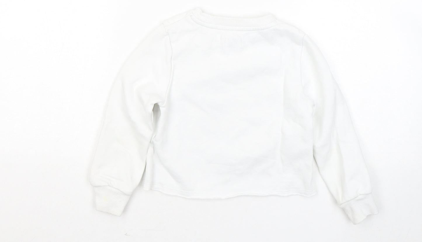 F&F Girls White Cotton Pullover Sweatshirt Size 4-5 Years - 12