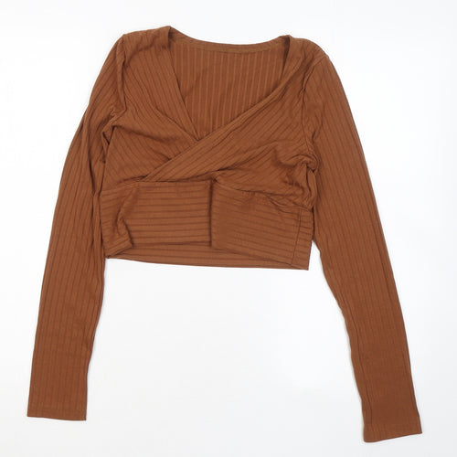SheIn Girls Brown Round Neck Polyester Pullover Jumper Size M