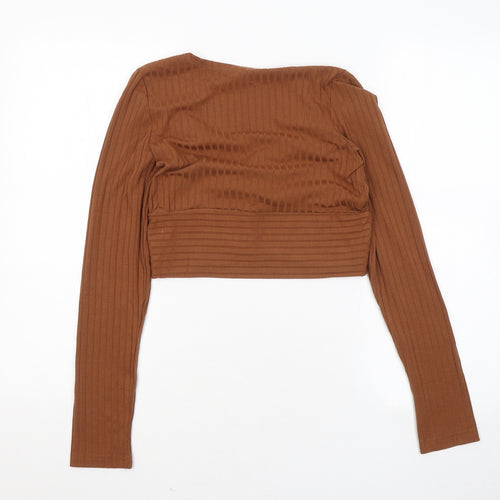 SheIn Girls Brown Round Neck Polyester Pullover Jumper Size M