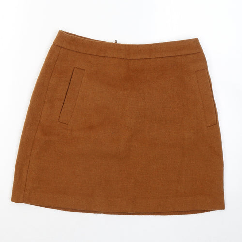 New Look Womens Brown Polyester A-Line Skirt Size 10