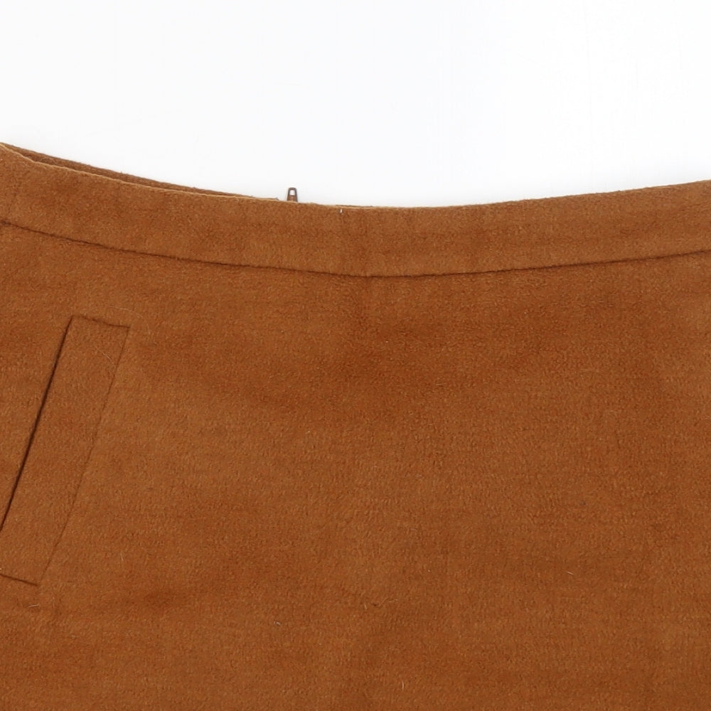 New Look Womens Brown Polyester A-Line Skirt Size 10