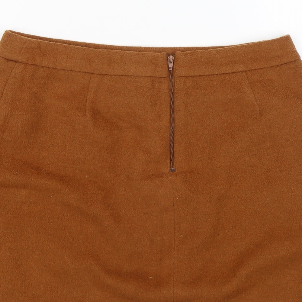New Look Womens Brown Polyester A-Line Skirt Size 10