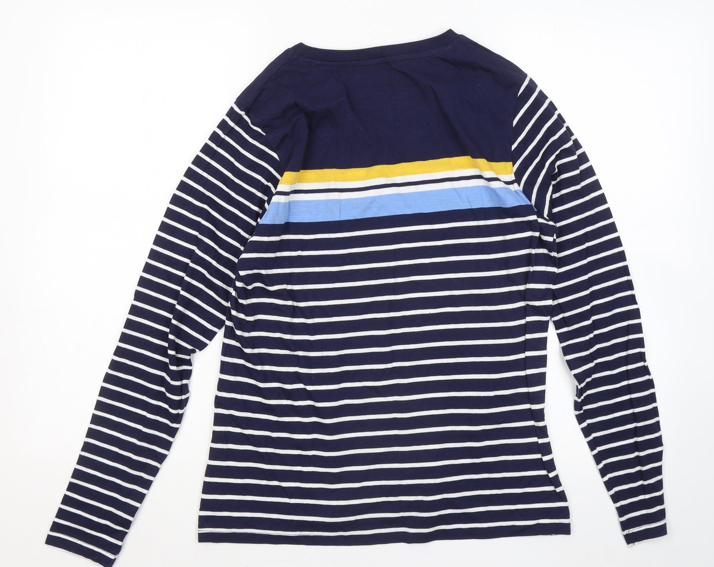 Studio Womens Blue Round Neck Striped Cotton Pullover Jumper Size 12