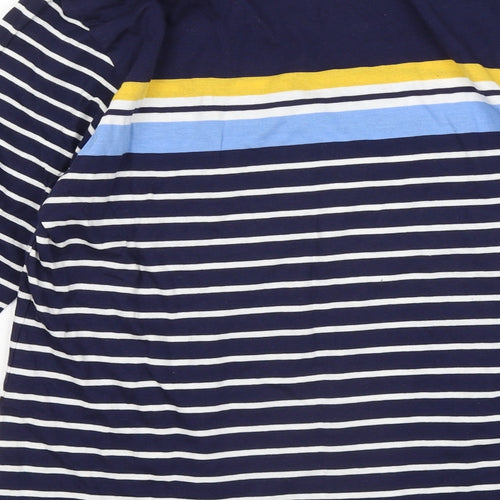 Studio Womens Blue Round Neck Striped Cotton Pullover Jumper Size 12