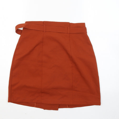 Primark Womens Orange Polyester A-Line Skirt Size 10