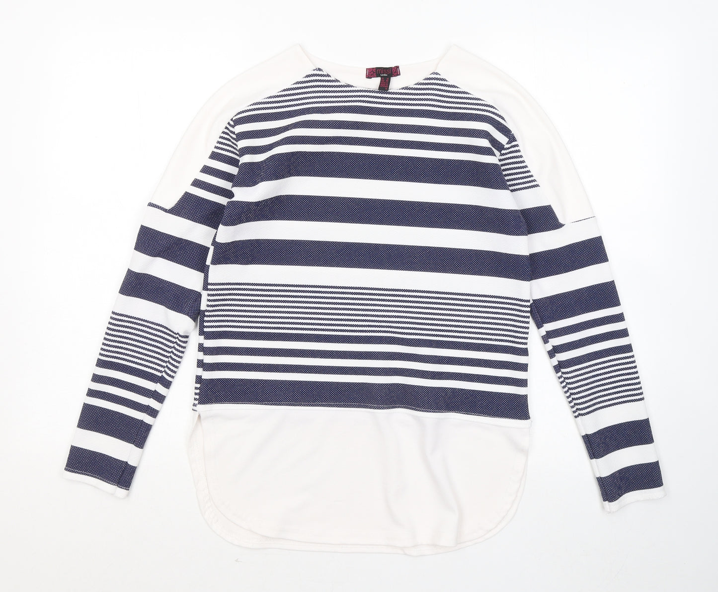 Missi London Womens Blue Round Neck Striped Polyester Pullover Jumper Size 10