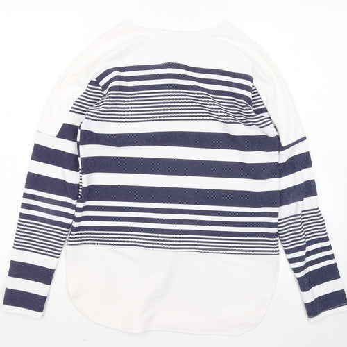 Missi London Womens Blue Round Neck Striped Polyester Pullover Jumper Size 10