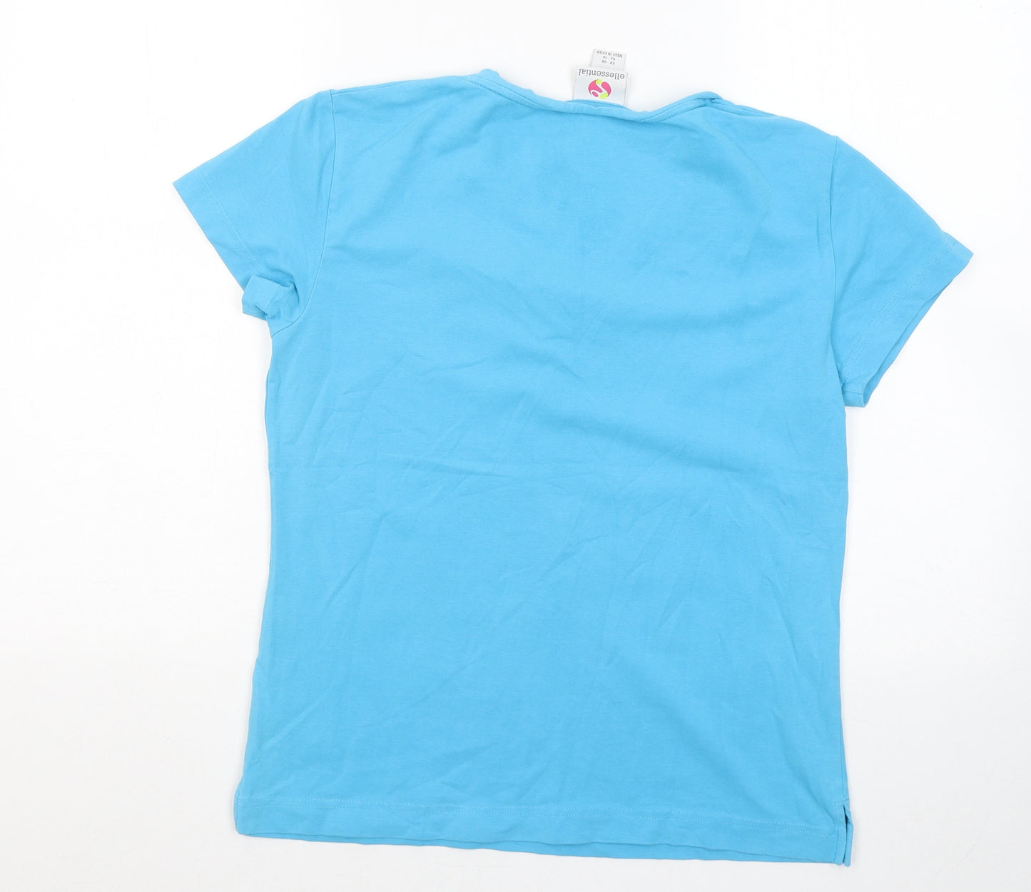 Essentials Womens Blue Cotton Basic T-Shirt Size 16 V-Neck