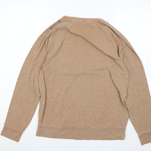 Marks and Spencer Womens Brown Round Neck Cotton Pullover Jumper Size 12 - Tiger