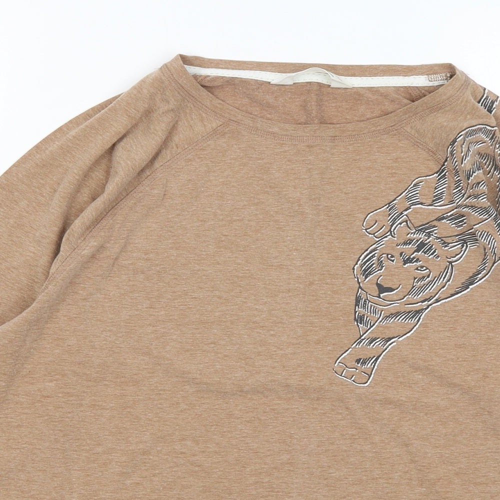 Marks and Spencer Womens Brown Round Neck Cotton Pullover Jumper Size 12 - Tiger