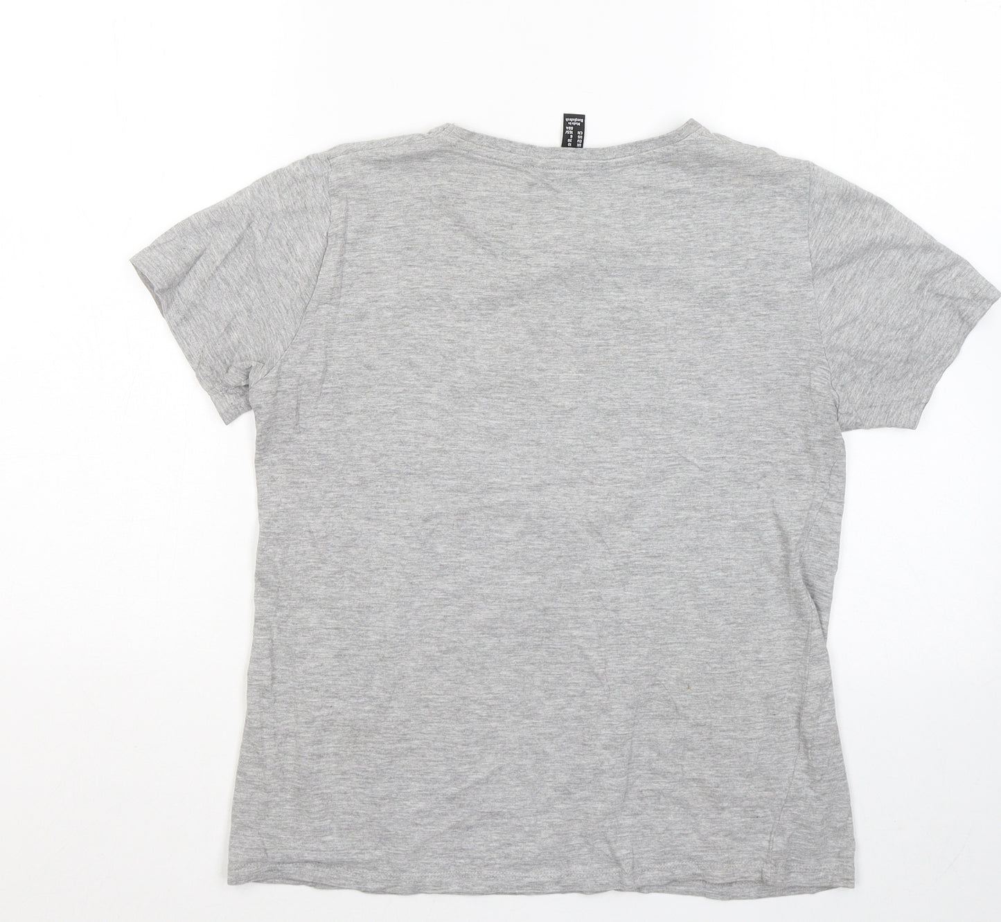 New Look Womens Grey Cotton Basic T-Shirt Size 10 Round Neck