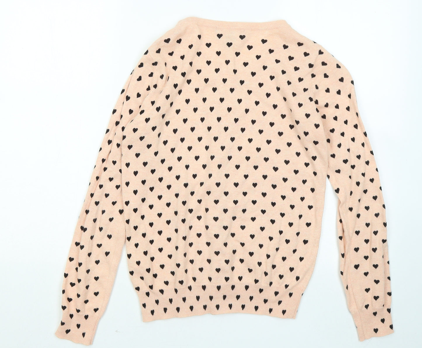 Atmosphere Womens Orange Round Neck Geometric Cotton Cardigan Jumper Size 10 - Love heart