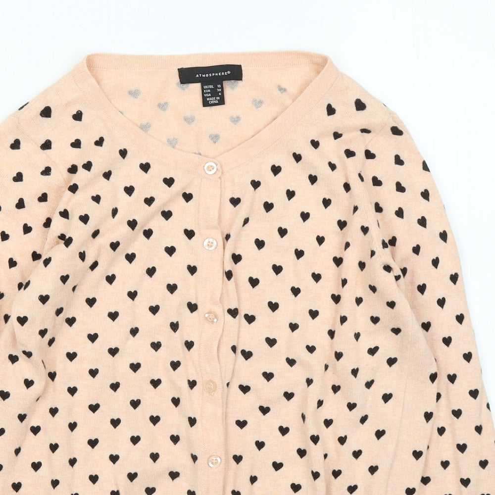 Atmosphere Womens Orange Round Neck Geometric Cotton Cardigan Jumper Size 10 - Love heart