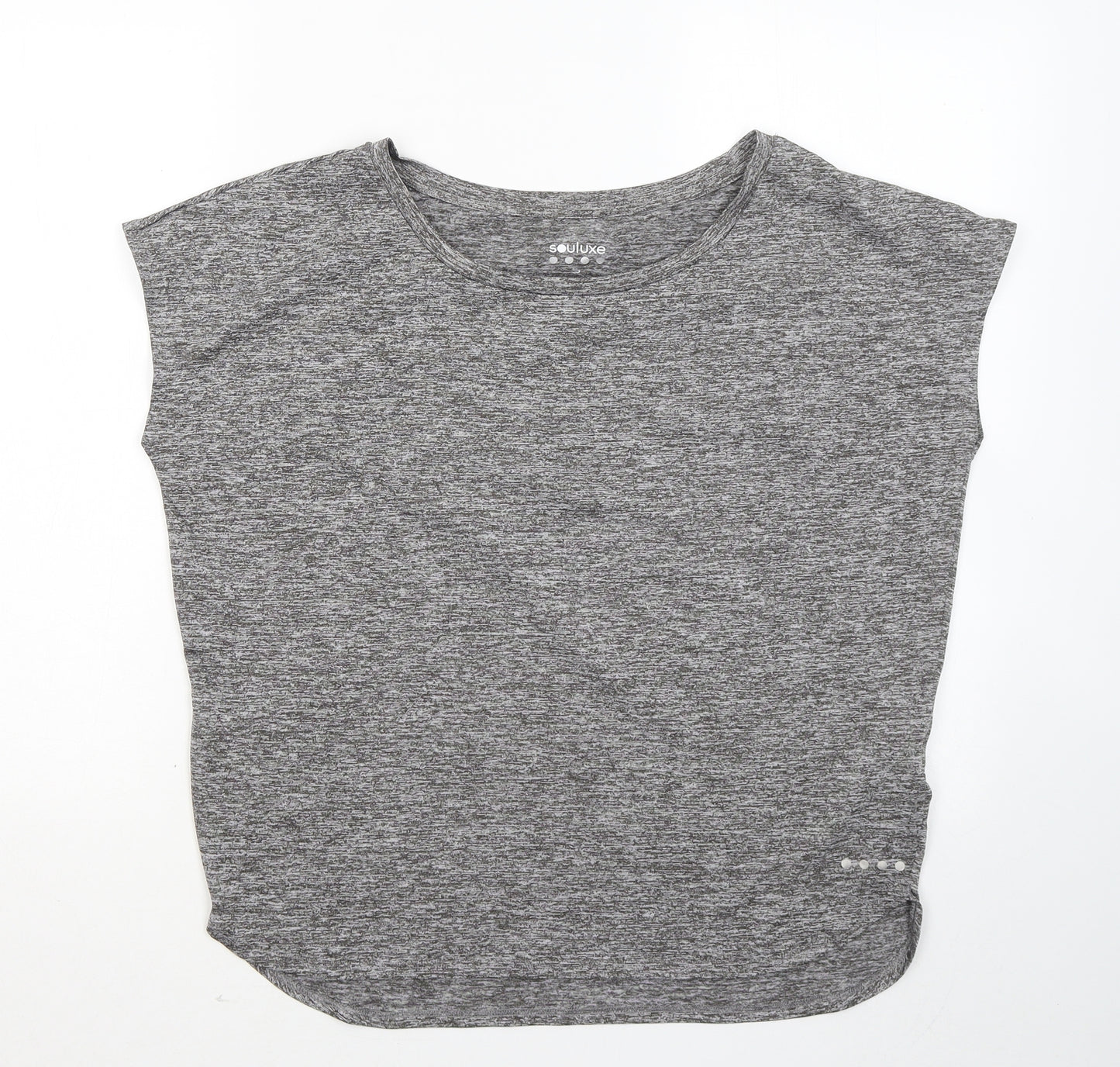 Souluxe Womens Grey Polyester Basic T-Shirt Size S Round Neck