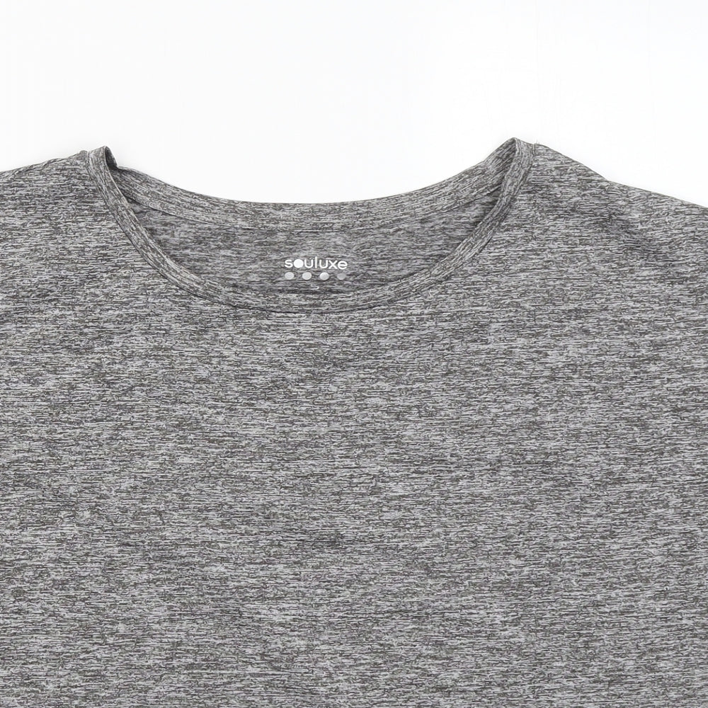 Souluxe Womens Grey Polyester Basic T-Shirt Size S Round Neck