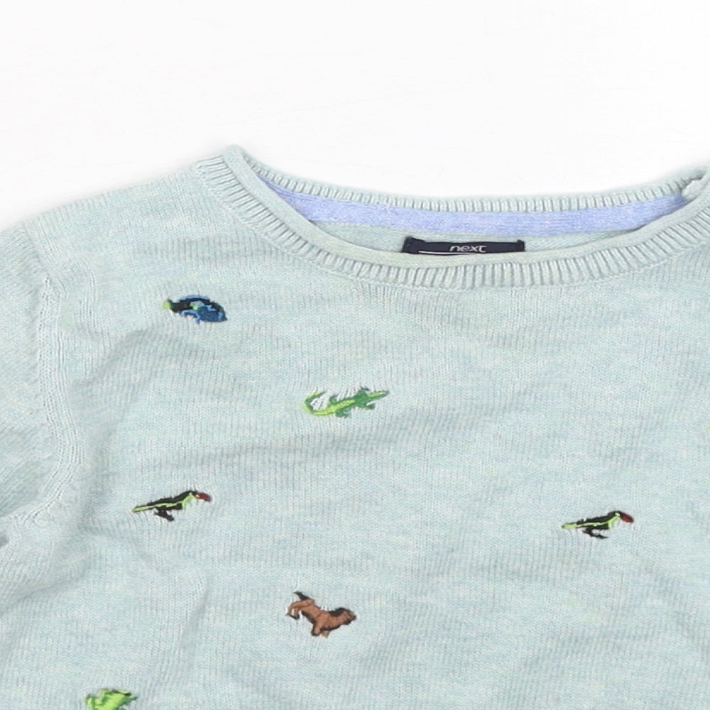 NEXT Boys Green Geometric Cotton Pullover Jumper Size 12-18 Months - Animals