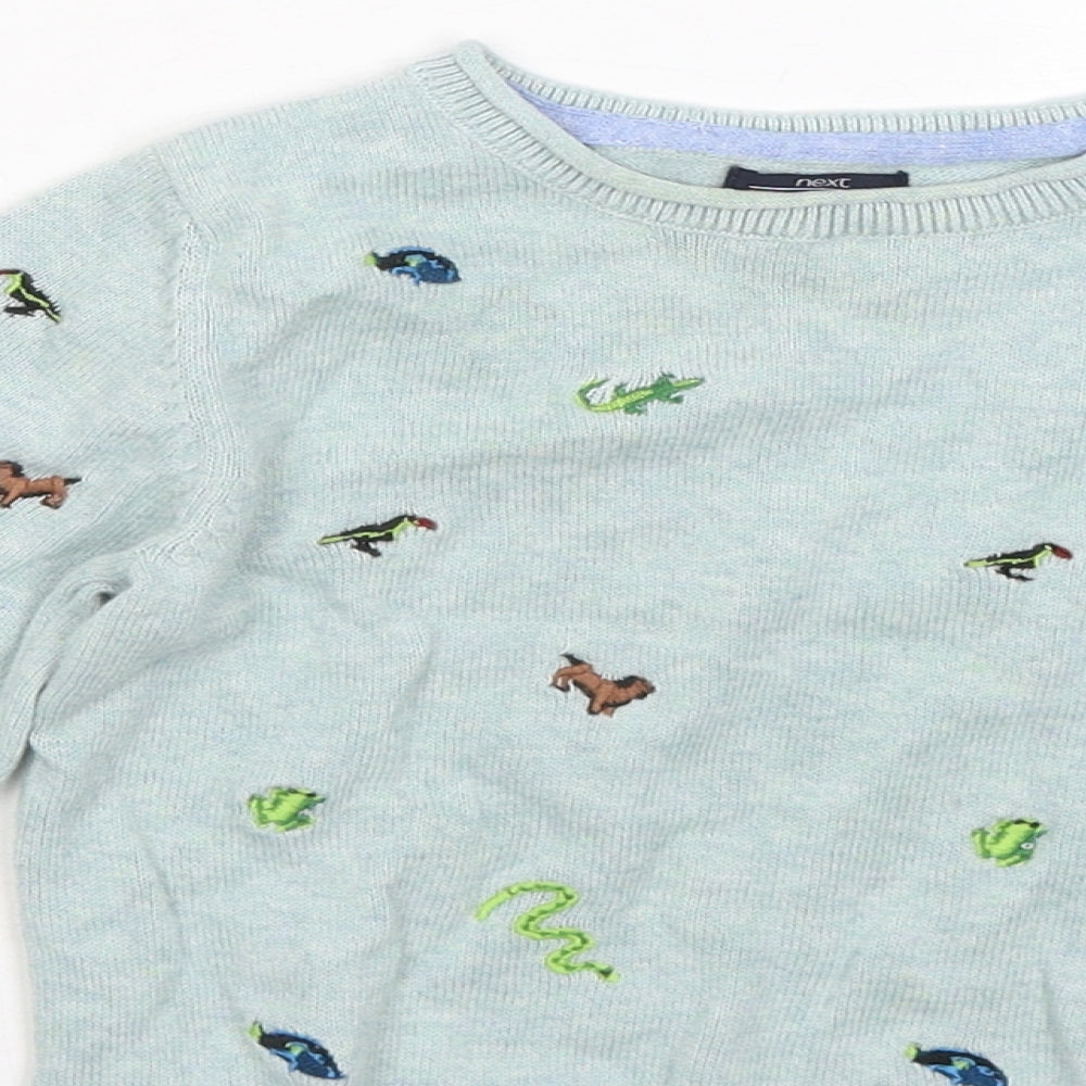 NEXT Boys Green Geometric Cotton Pullover Jumper Size 12-18 Months - Animals