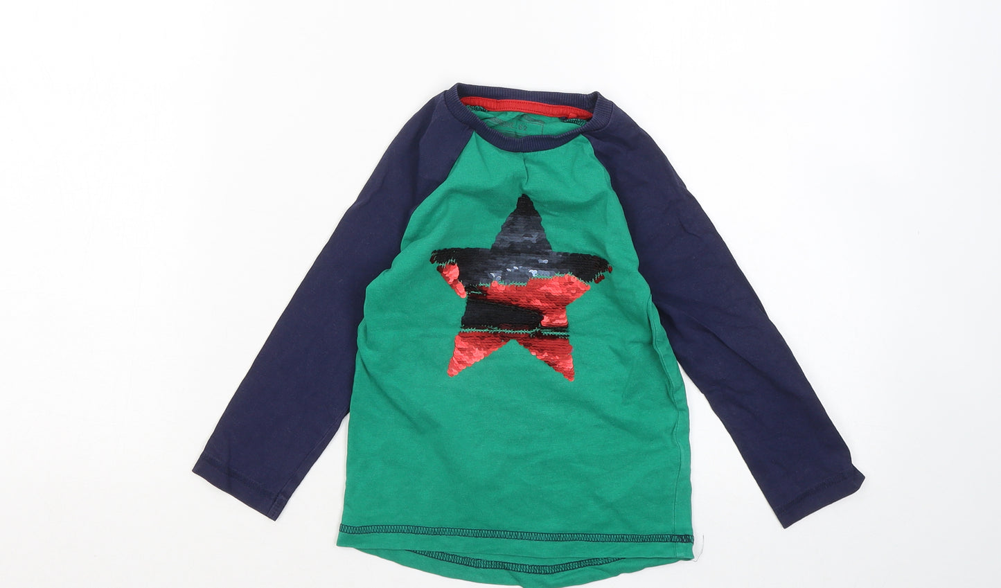 NEXT Boys Green Cotton Basic T-Shirt Size 2-3 Years Round Neck - Star