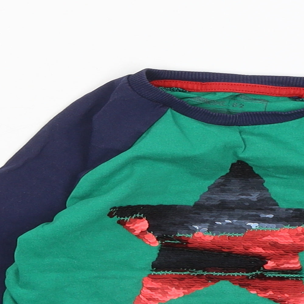 NEXT Boys Green Cotton Basic T-Shirt Size 2-3 Years Round Neck - Star