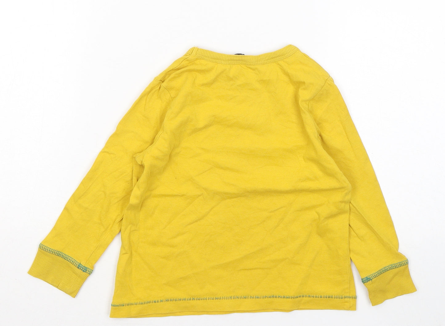 George Boys Yellow Cotton Basic T-Shirt Size 18-24 Months Round Neck - Dinosaur Roarsome