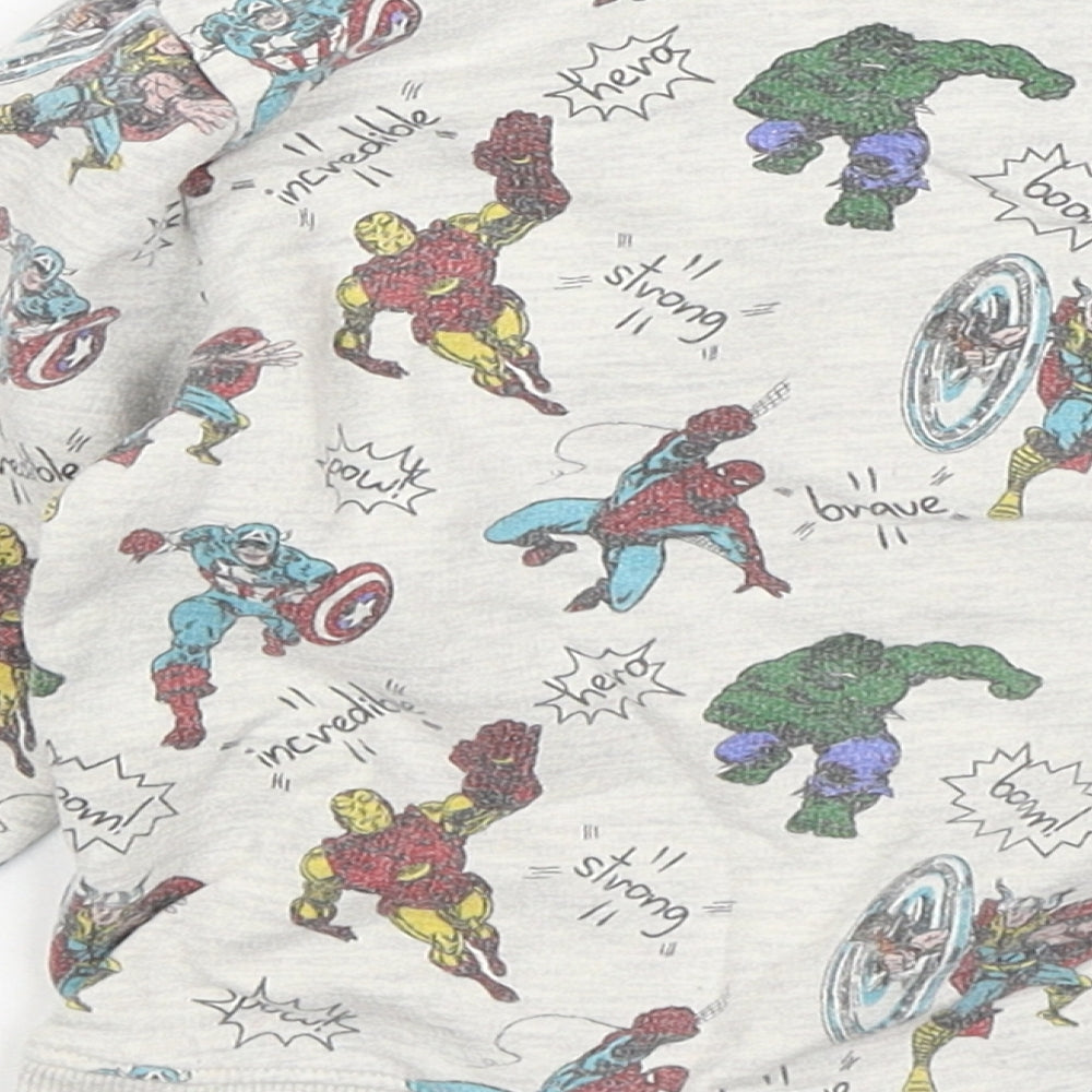 NEXT Boys Grey Geometric Cotton Pullover Sweatshirt Size 2-3 Years - Marvel