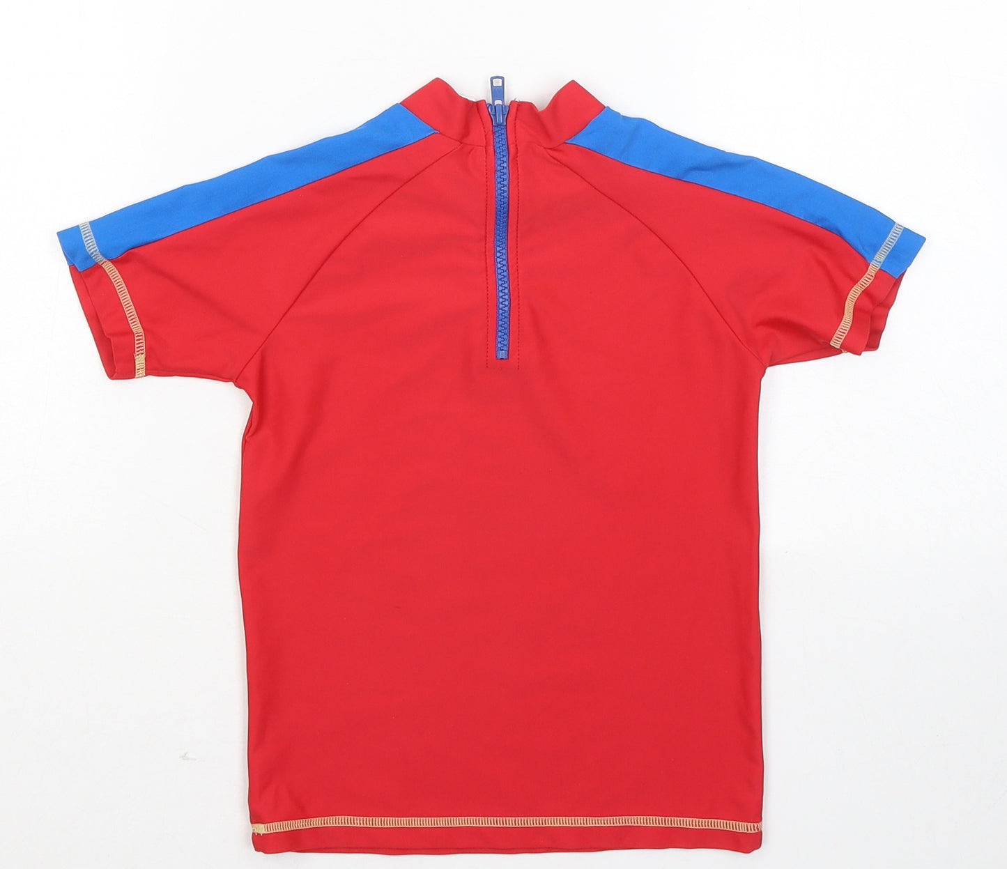 NEXT Boys Red Nylon Basic T-Shirt Size 5-6 Years Mock Neck - Lightening McQueen