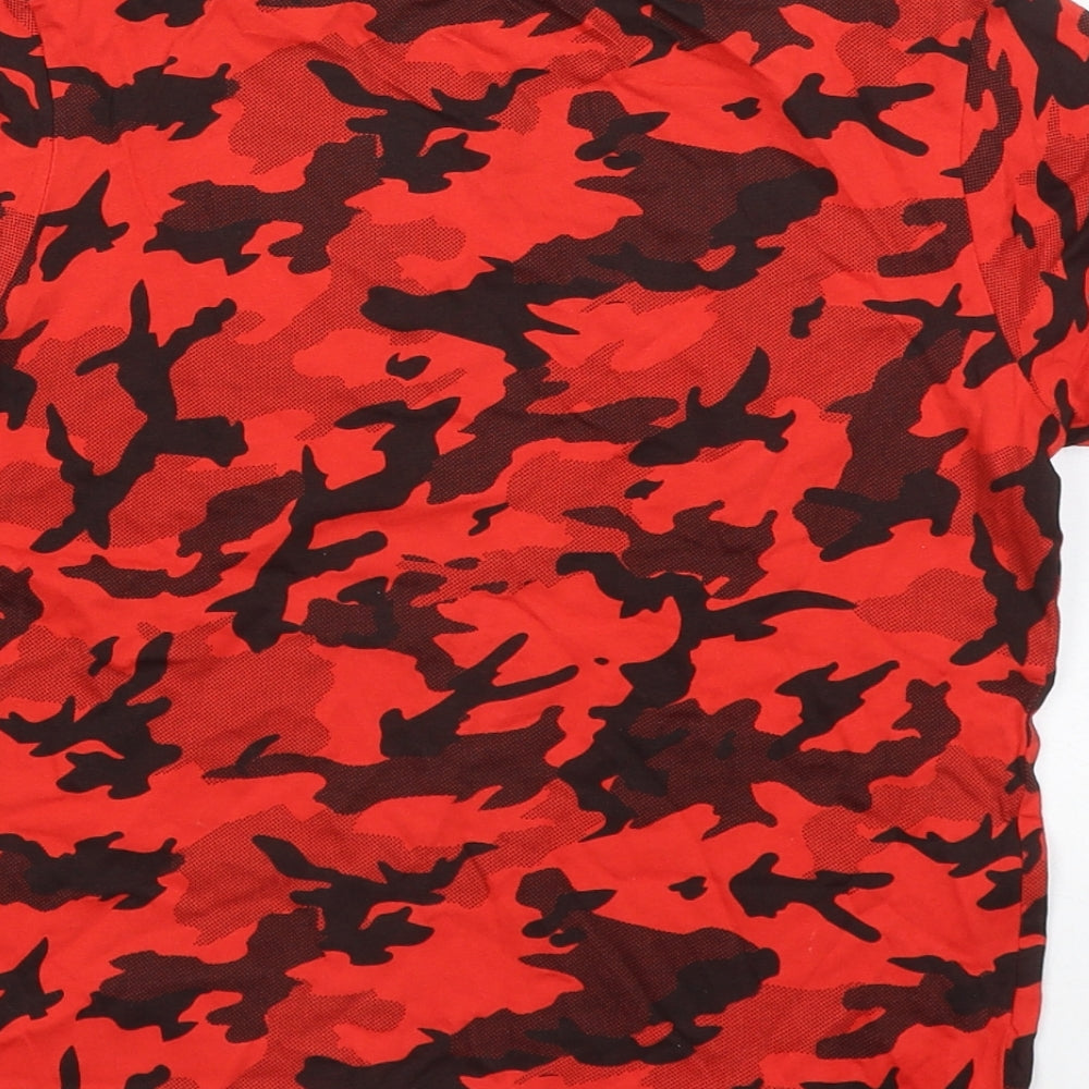 George Boys Red Camouflage Cotton Basic T-Shirt Size 9-10 Years Round Neck
