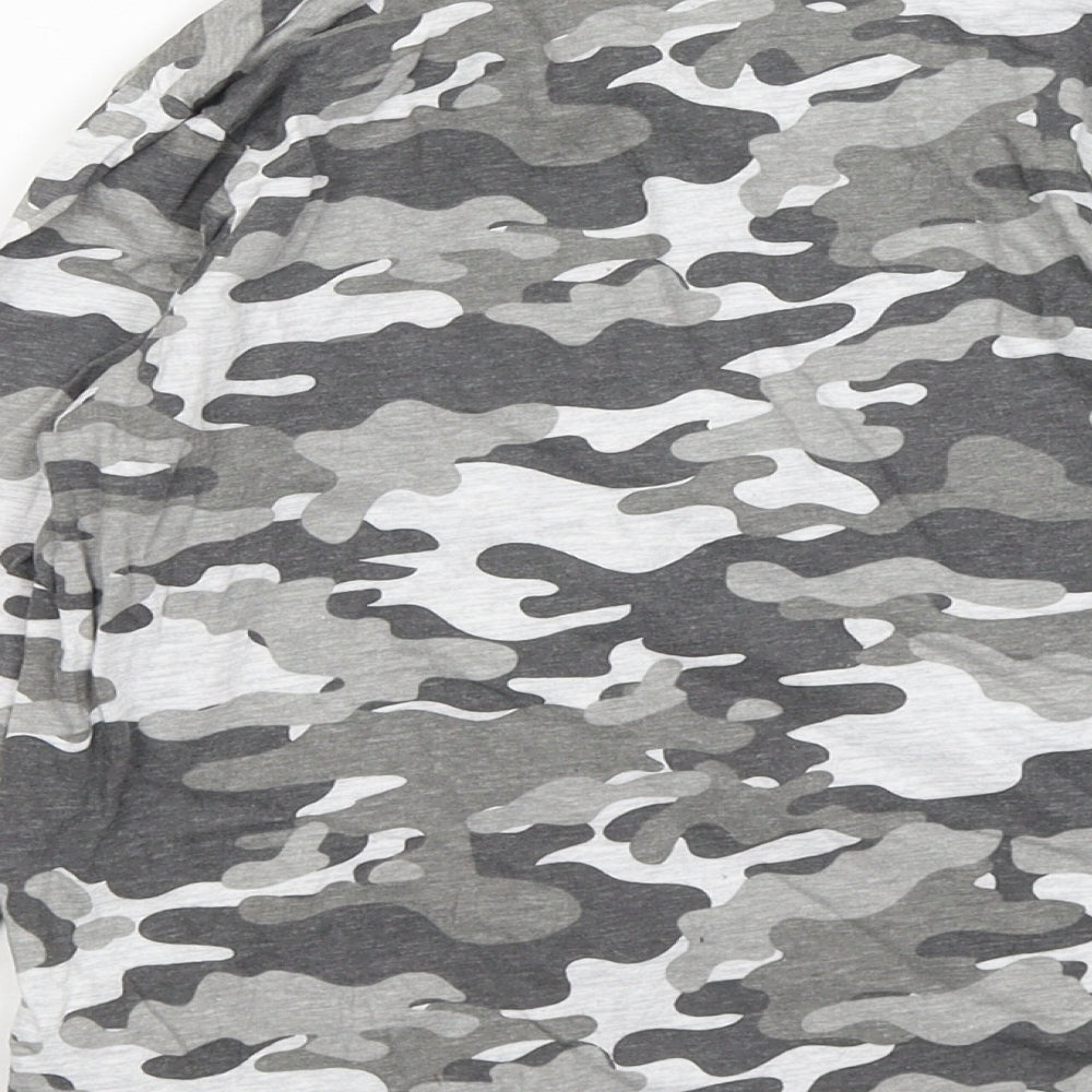 Primark Boys Grey Camouflage Cotton Basic T-Shirt Size 8-9 Years Round Neck