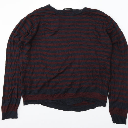 Cedar Wood State Womens Multicoloured Round Neck Striped Acrylic Pullover Jumper Size XL