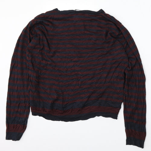 Cedar Wood State Womens Multicoloured Round Neck Striped Acrylic Pullover Jumper Size XL