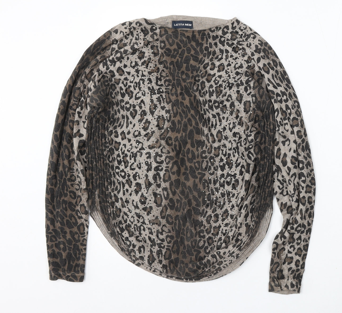 Laetitia Mem Womens Multicoloured Round Neck Animal Print Viscose Pullover Jumper Size L