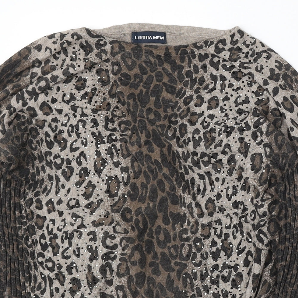 Laetitia Mem Womens Multicoloured Round Neck Animal Print Viscose Pullover Jumper Size L