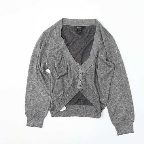 MNG Womens Silver V-Neck Viscose Cardigan Jumper Size S