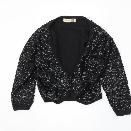 Bershka Womens Black V-Neck Cotton Cardigan Jumper Size M