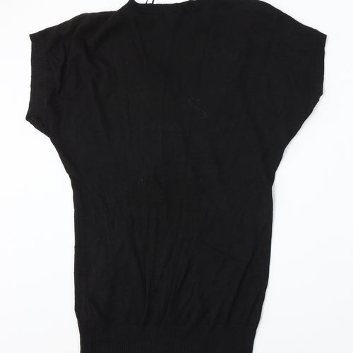 Mia Moda Womens Black Round Neck Viscose Pullover Jumper Size S