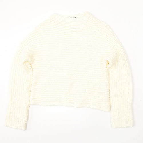 Full Circle Womens Ivory Round Neck Polyester Pullover Jumper Size M