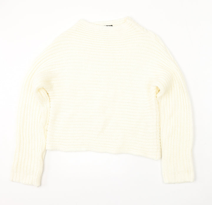 Full Circle Womens Ivory Round Neck Polyester Pullover Jumper Size M