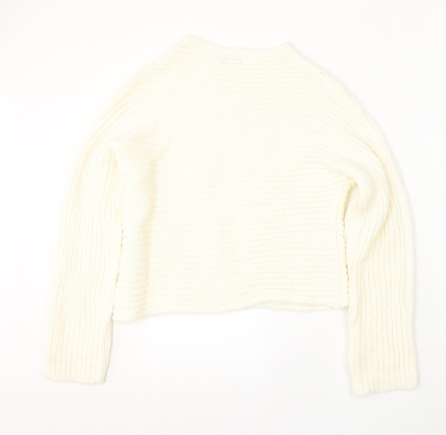 Full Circle Womens Ivory Round Neck Polyester Pullover Jumper Size M