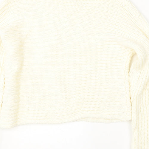 Full Circle Womens Ivory Round Neck Polyester Pullover Jumper Size M