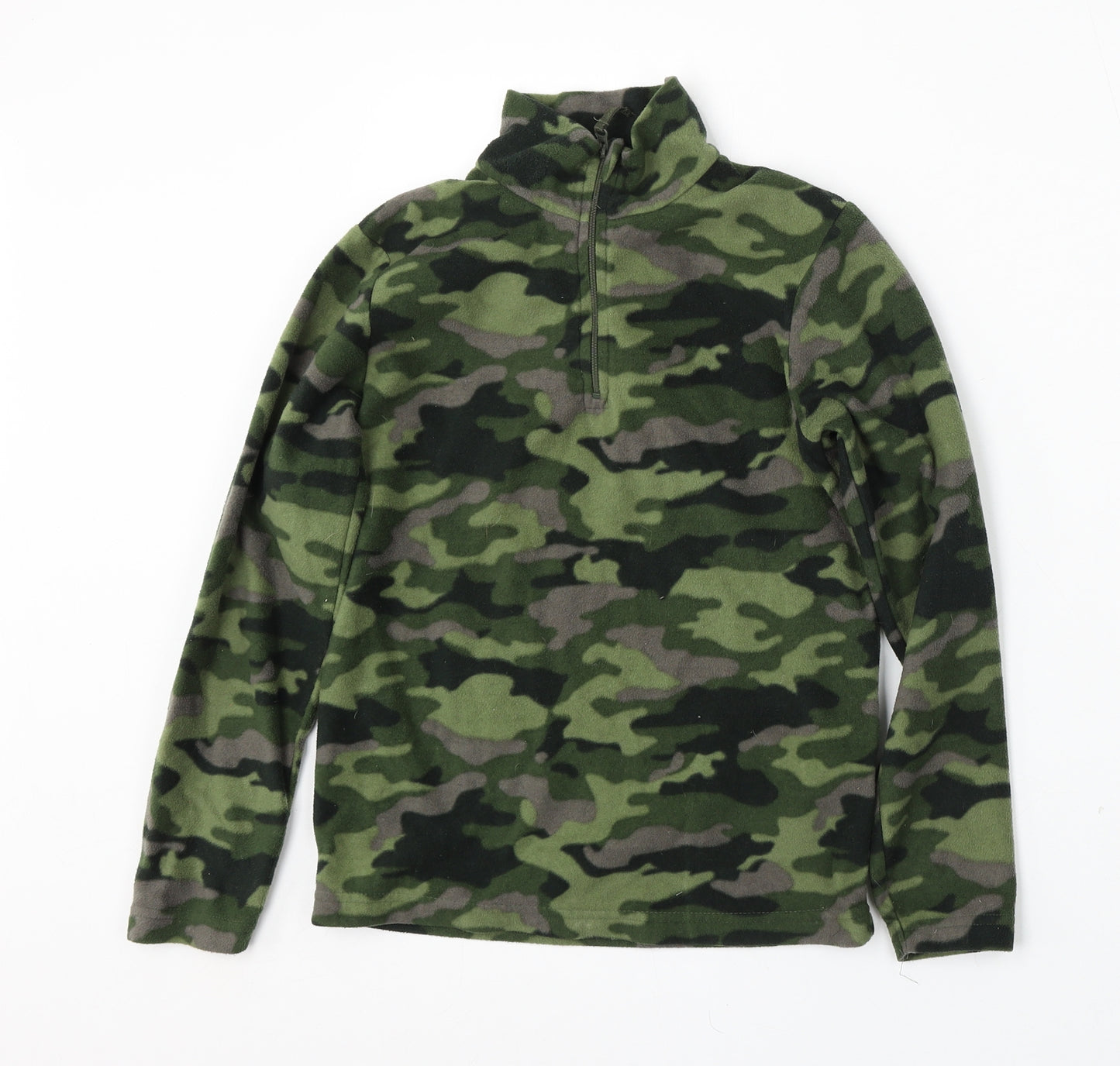 Mountain Warehouse Boys Green Camouflage Polyester Pullover Sweatshirt Size 9-10 Years Zip
