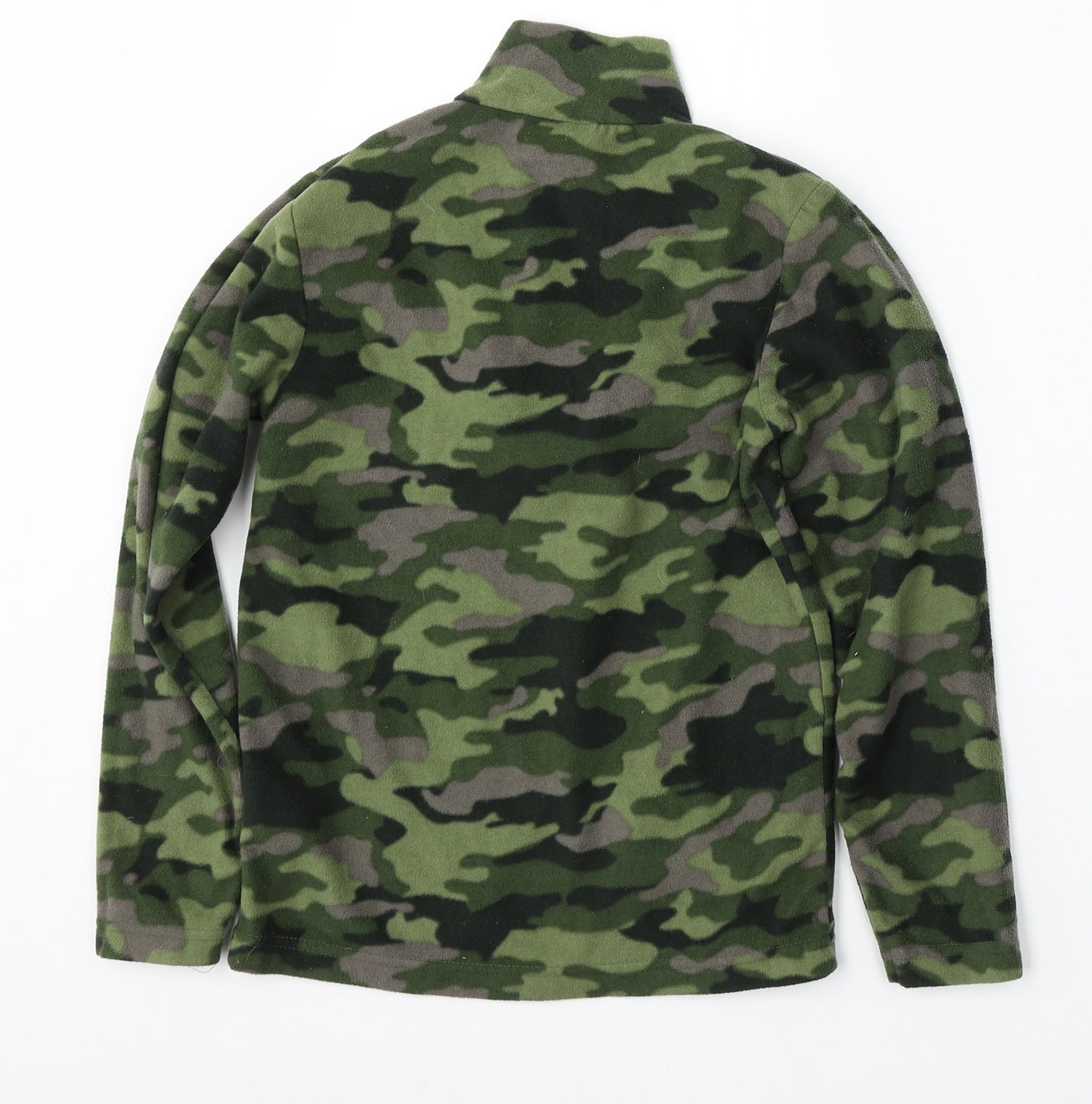 Mountain Warehouse Boys Green Camouflage Polyester Pullover Sweatshirt Size 9-10 Years Zip