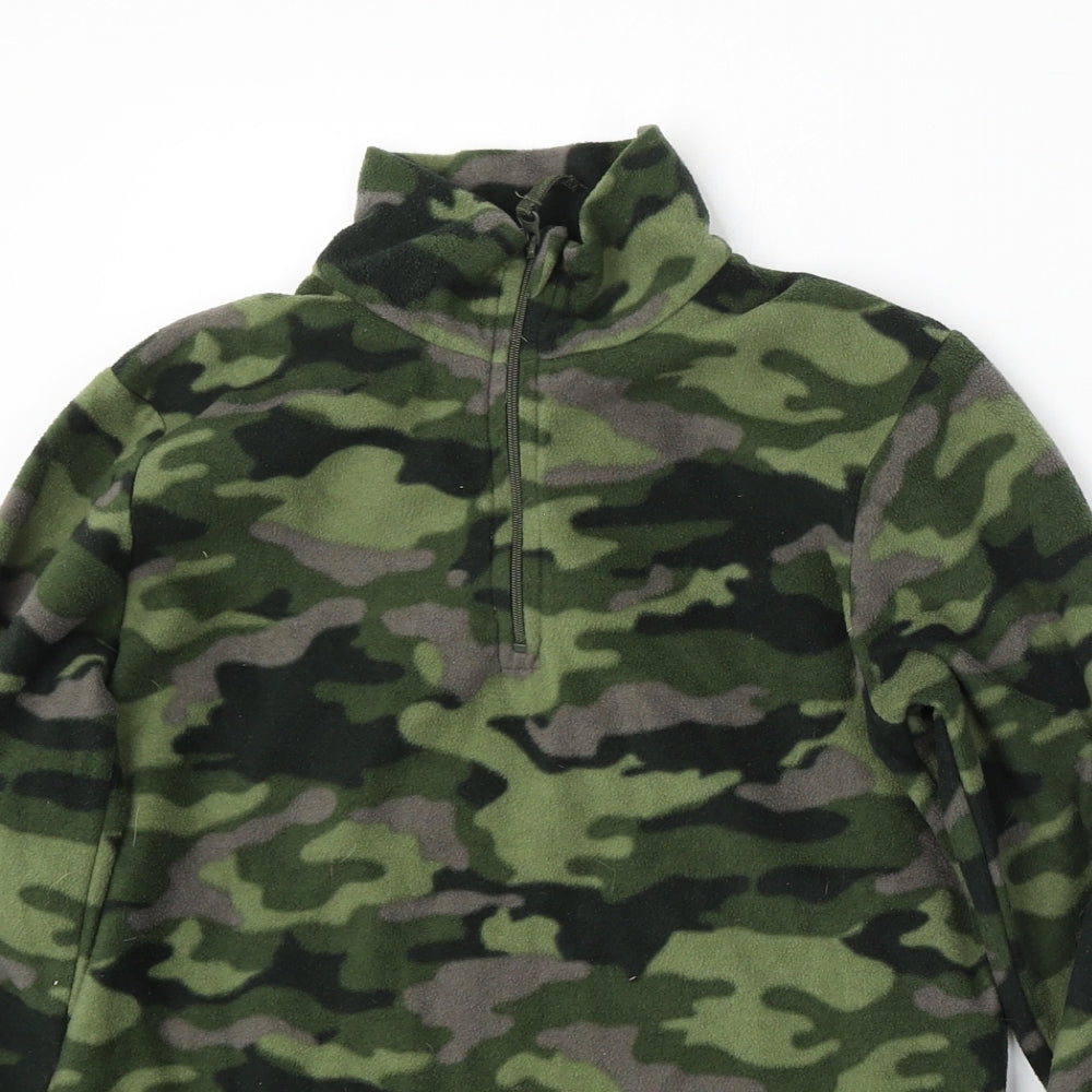 Mountain Warehouse Boys Green Camouflage Polyester Pullover Sweatshirt Size 9-10 Years Zip