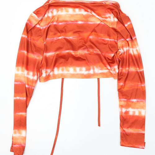 Preworn Womens Orange Geometric Polyester Camisole Blouse Size S V-Neck