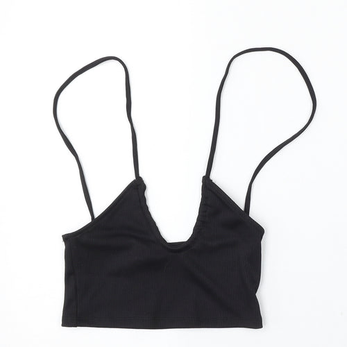 H&M Womens Black Polyester Basic Tank Size S V-Neck