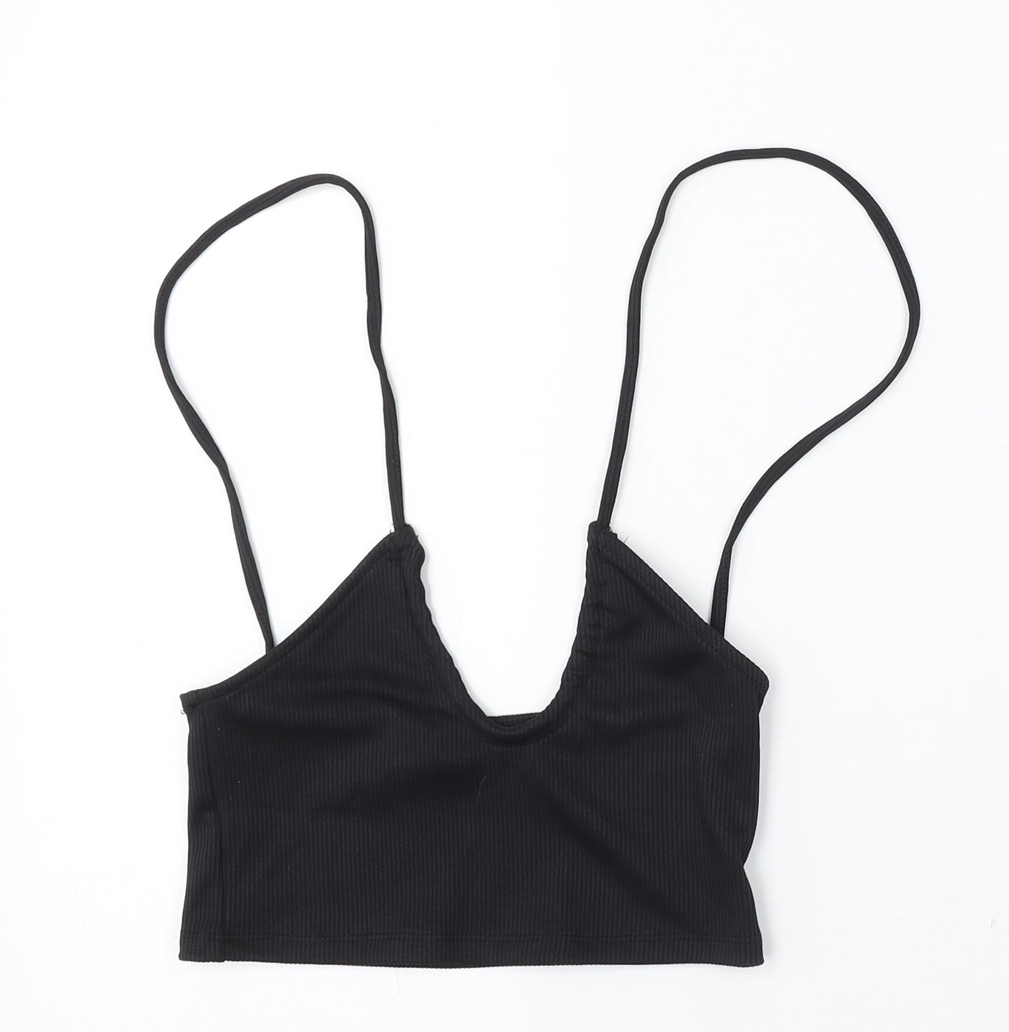 H&M Womens Black Polyester Basic Tank Size S V-Neck
