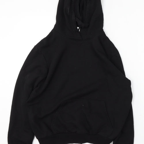 H&M Womens Black Cotton Pullover Hoodie Size S Tie